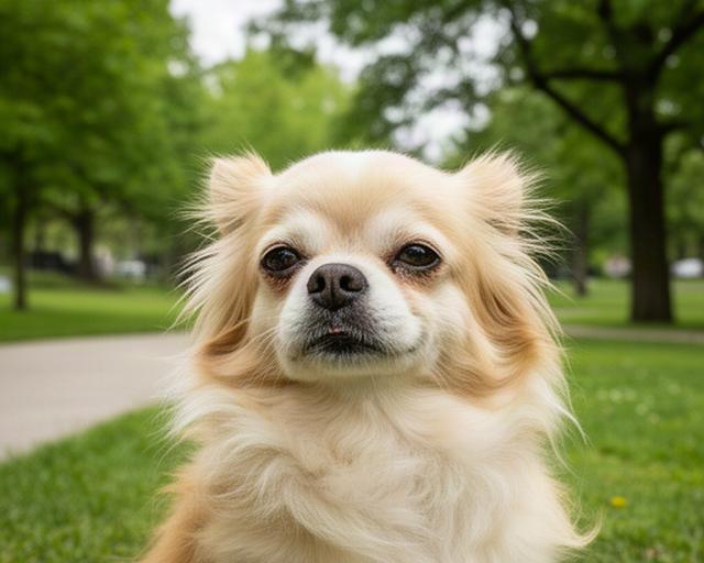 散歩後に犬の表情と公園の様子を記録した写真レポート